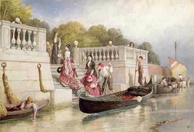 Disembarking from the Gondola, Venice by Myles Birket Foster
